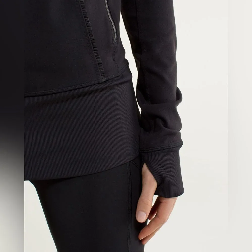 Lululemon Nice Asana Jacket *Ruffle Full Zip Black Jacket Size 4 - Picture 5 of 9